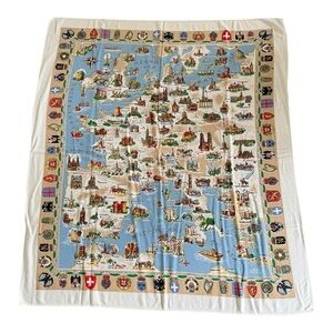 Europe Map & Crests Vintage Souvenir Tablecloth
